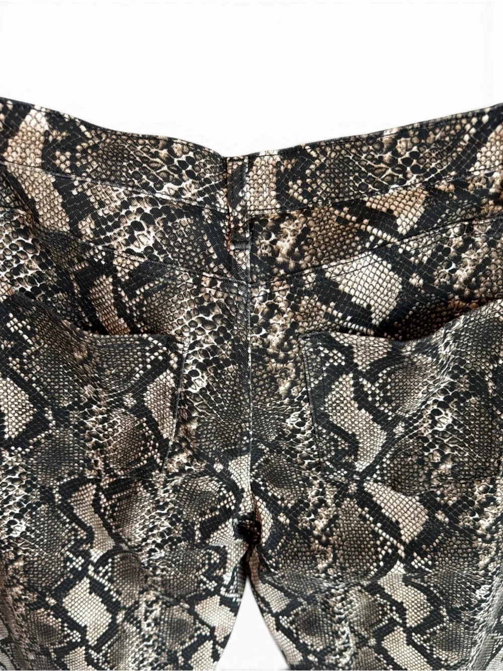 Anniewear Barrel Snake Print Pants Size XL Black Brown High Rise Cropped NEW - Picture 9 of 13